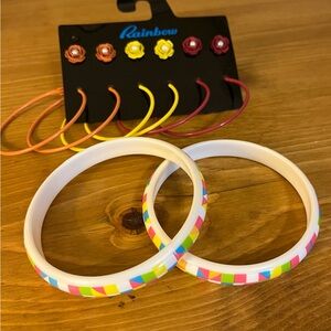 Colorful Geometric Bangles and Earrings Set